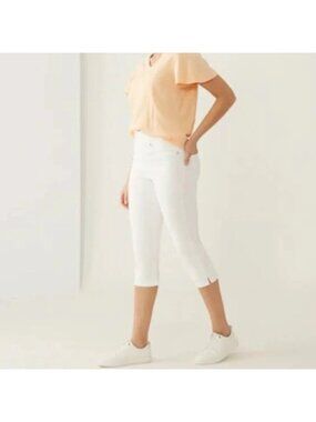 NEW Bellina White Pull-On Stretch Denim Capri - XS